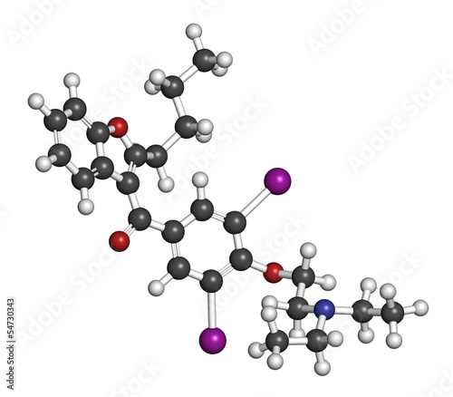 Amiodarone antiarrhythmic drug, chemical structure.