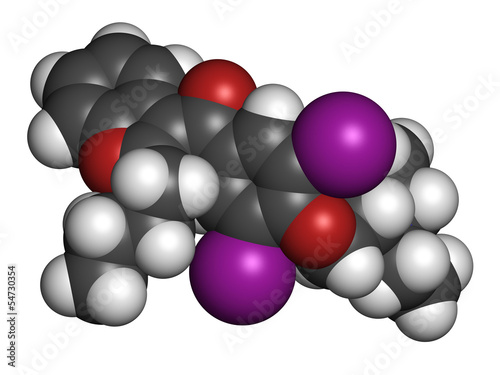 Amiodarone antiarrhythmic drug, chemical structure. photo