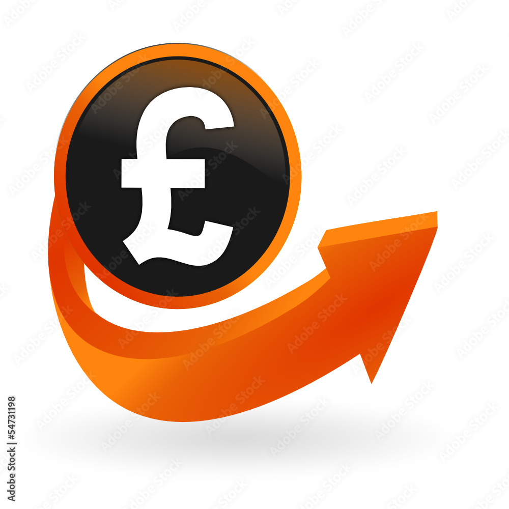 livre sterling sur web bouton flèche orange Stock Vector | Adobe Stock