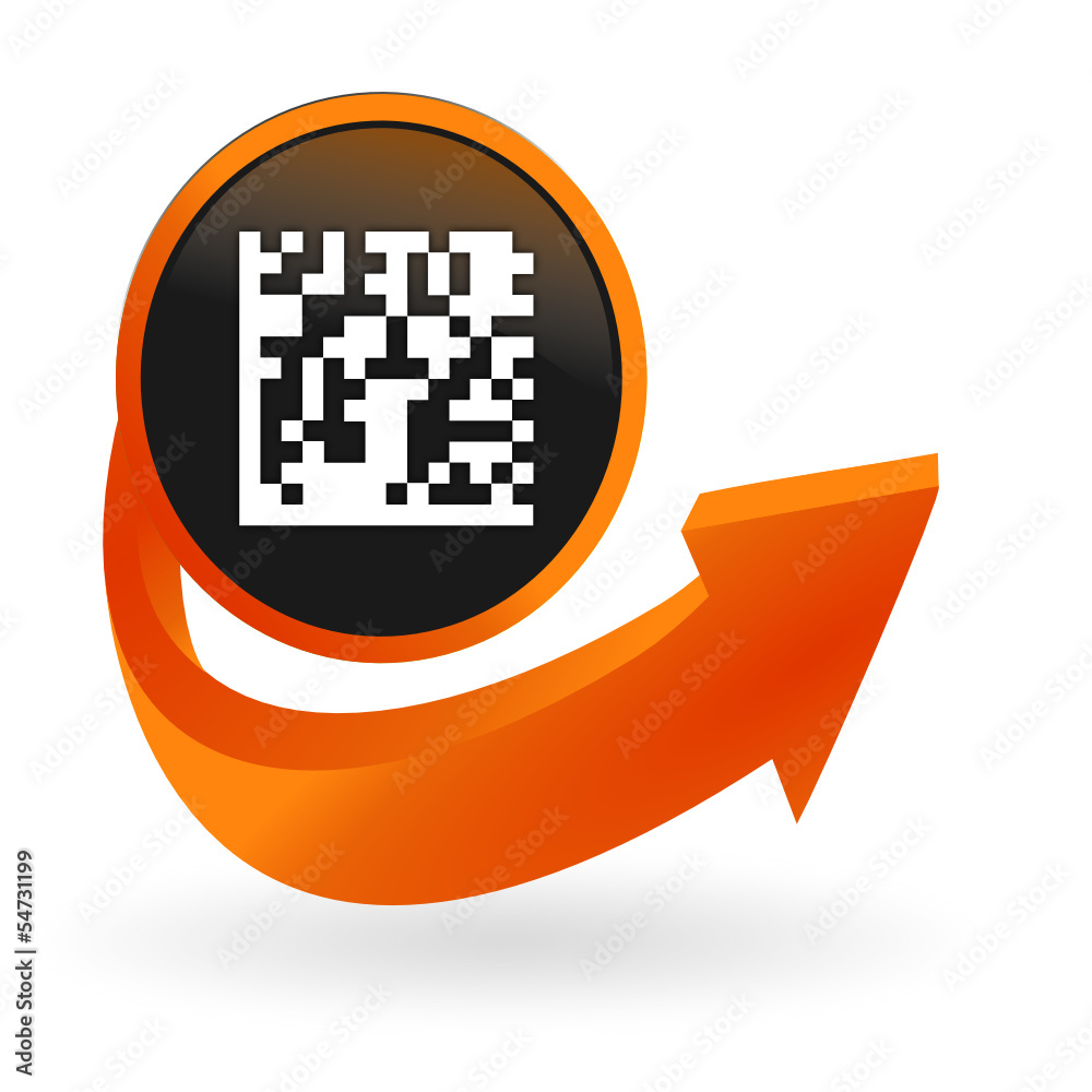 flash code sur web bouton flèche orange - obrazy, fototapety, plakaty 