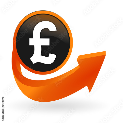 livre sterling sur web bouton flèche orange
