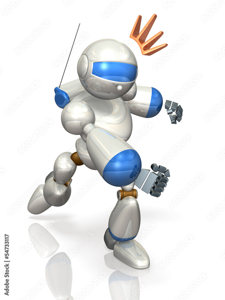 Rendered image depicting the robot fighting Rendered image depicting the robot fighting