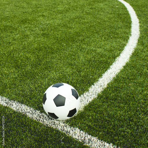Soccer football field stadium grass line ball background texture © somkanokwan