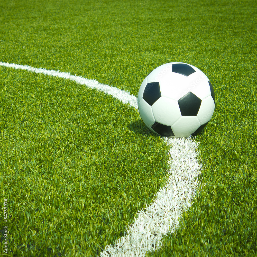 Soccer football field stadium grass line ball background texture