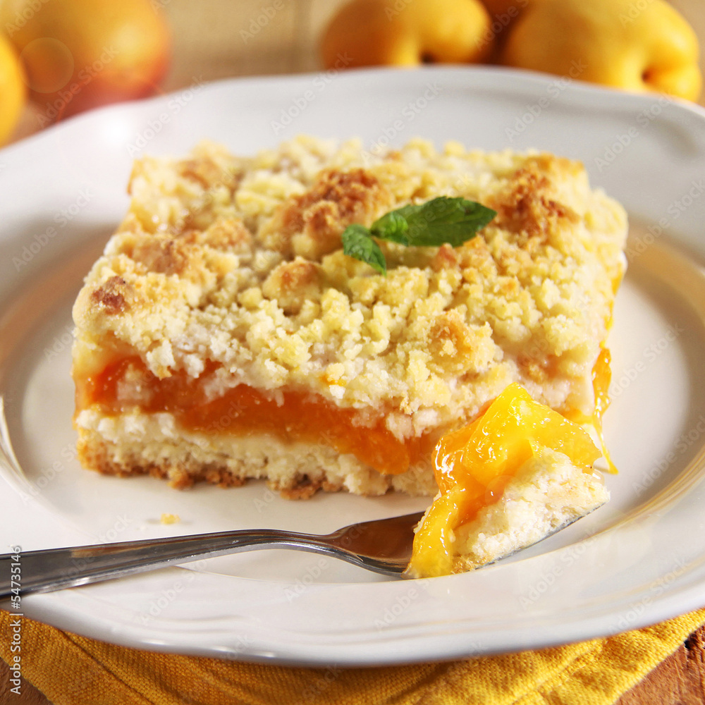 aprikosen streusel kuchen mit minzblättchen aprikosen streusel kuchen mit minzblättchen