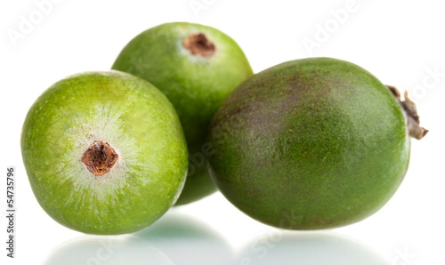 green feijoa fruit, isolated on white