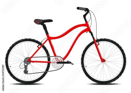 Red Bicycle on a white background. Vector.