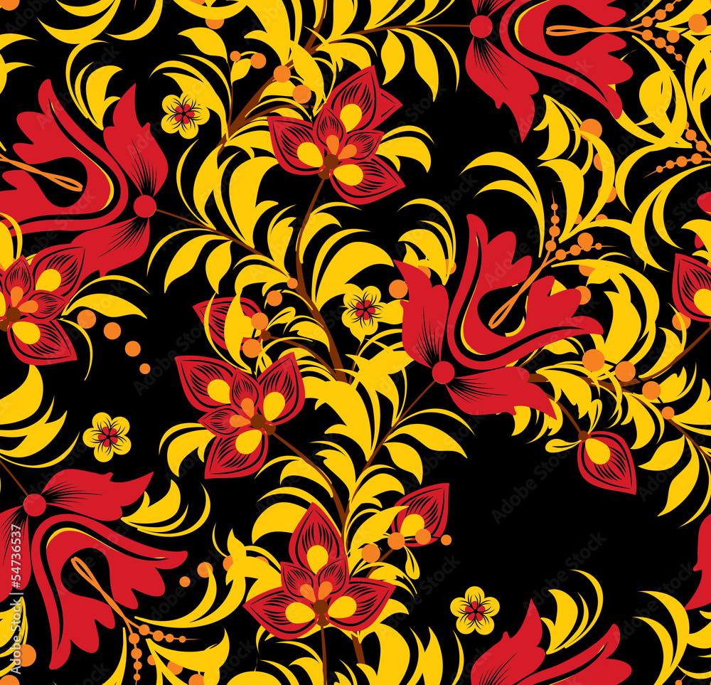 Khokhloma seamless background Khokhloma seamless background