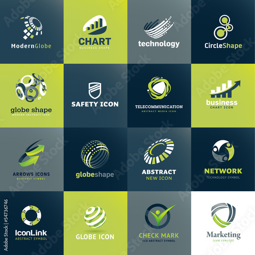 Set of icons for business and technology