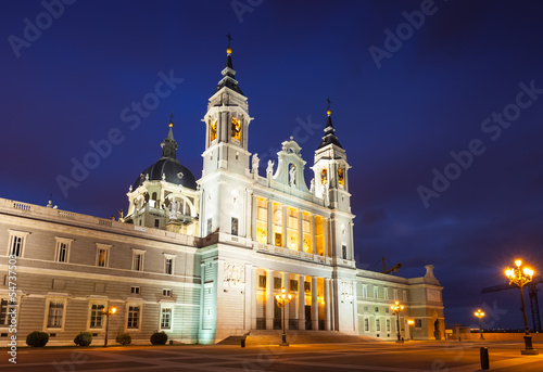 Night view of   Catholic cathedral in Madrid © JackF