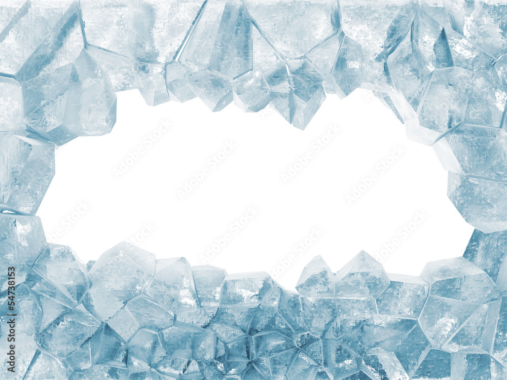 Obraz premium Broken Ice Wall isolated on white background