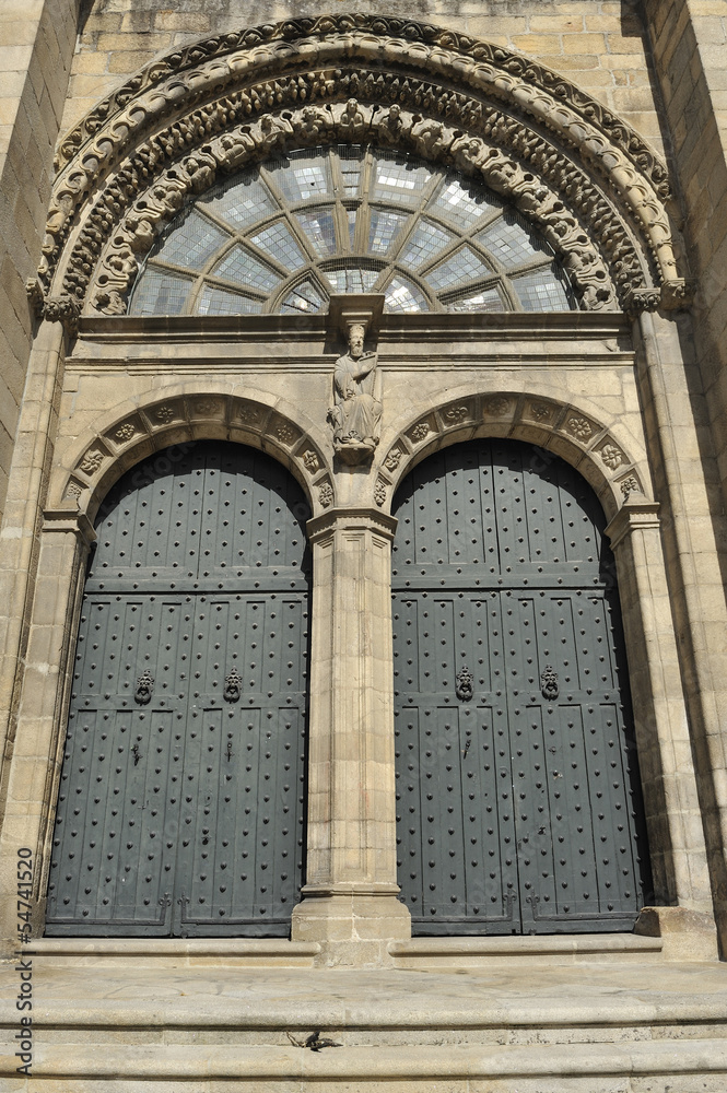 Cathedral portico entrance in Ourense, Galicia, Spain