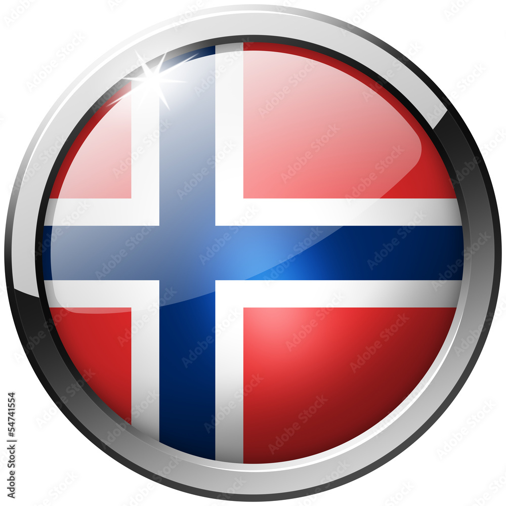 Norway Round Metal Glass isolated realistic Button Norway Round Metal Glass isolated realistic Button