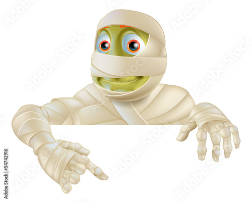 Halloween Mummy Pointing Down