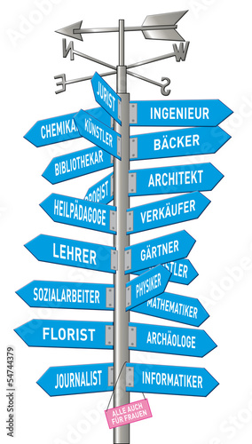 Wegweiser, Richtung, Orientierung, Beruf, Studium, Pfeile, Himme