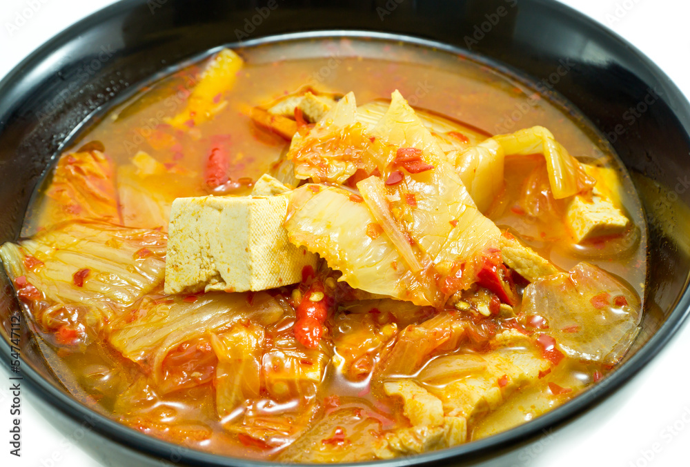 Korean food, kimchi stew  on white background