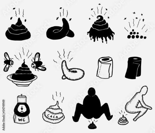 Shit And Dung Icons Set