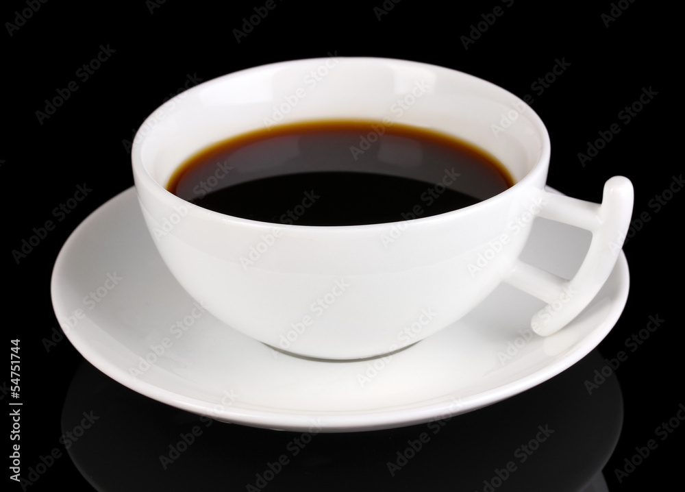 A cup of strong coffee isolated on black A cup of strong coffee isolated on black