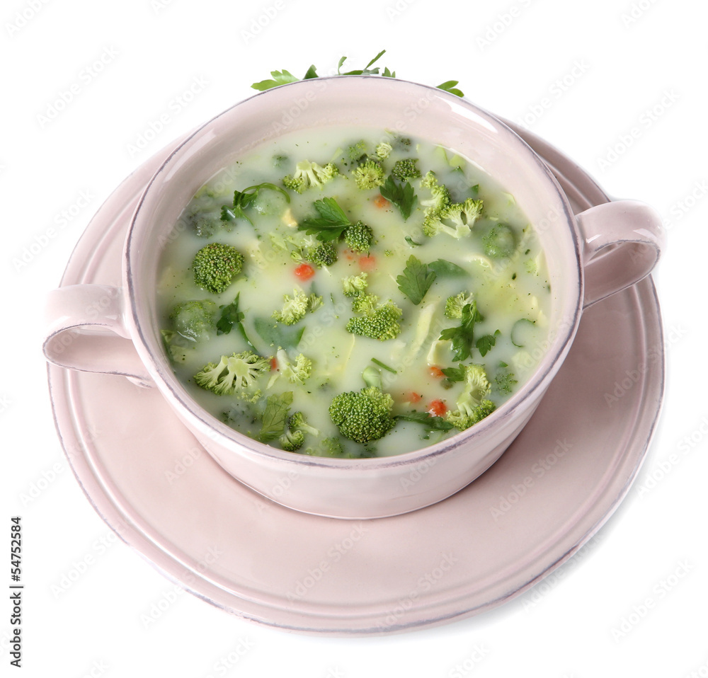 Cabbage soup in plate isolated on white Cabbage soup in plate isolated on white