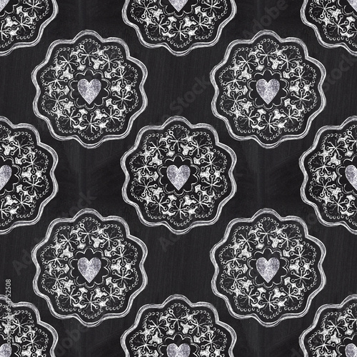 Chalkboard romantic seamless pattern with hearts