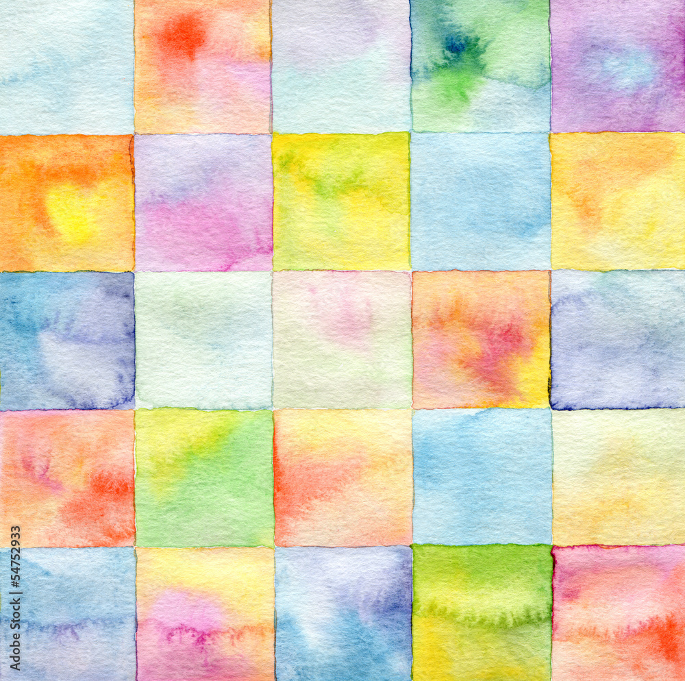 Fototapeta premium Abstract square watercolor painted background