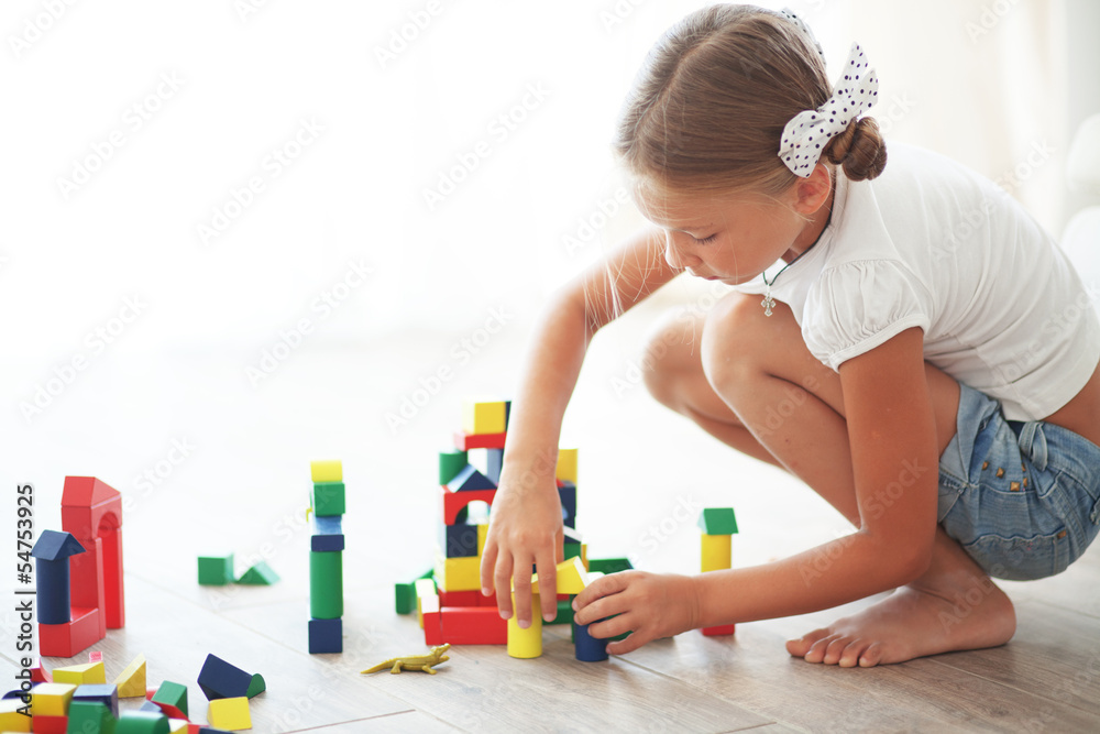 Child playing with blocks