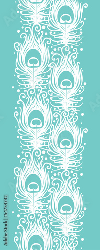 Soft peacock feathers vector vertical seamless pattern