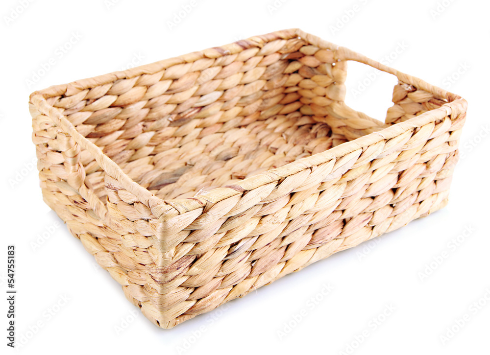 Wicker basket, isolated on white Wicker basket, isolated on white