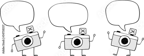 camera doodle cartoon vector