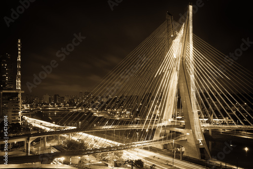 Sao Paulo city bridge at night