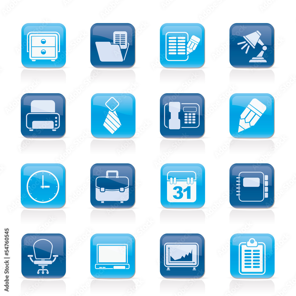 Business and office equipment icons - vector icon set