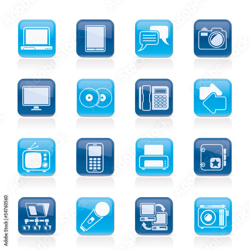 Communication and connection technology icons - vector icon set