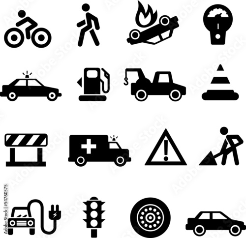 Traffic icons black on white