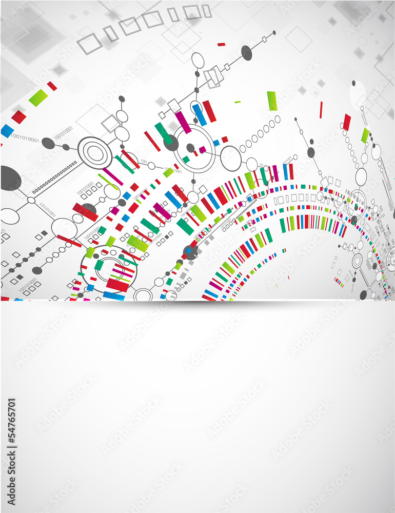 Abstract technological background with various technological ele