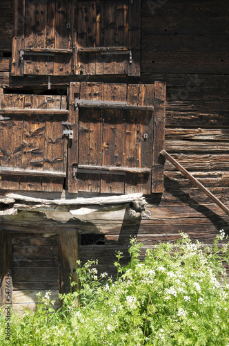 Old wooden mazot huts in Zermatt in the Swiss Alps © davidyoung11111