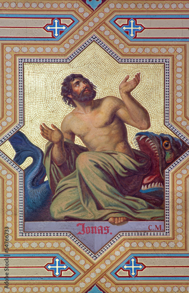 Fototapeta premium Vienna - Fresco of prophet Jonah in Altlerchenfelder church