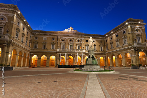 Recanati, Piazza Giacomo Leopardi al crepuscolo photo