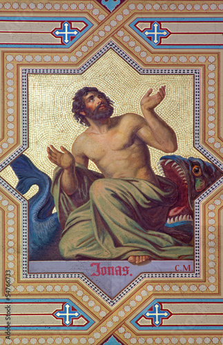Vienna - Fresco of prophet Jonah in Altlerchenfelder church