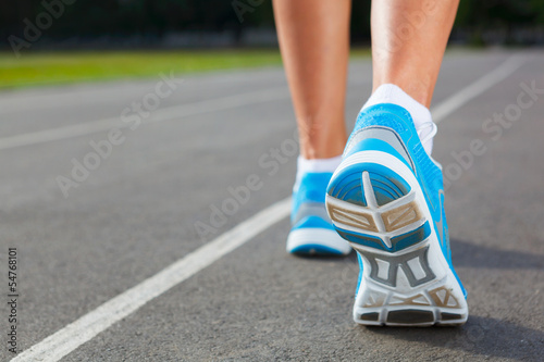 Closeup of runners shoe - running concept