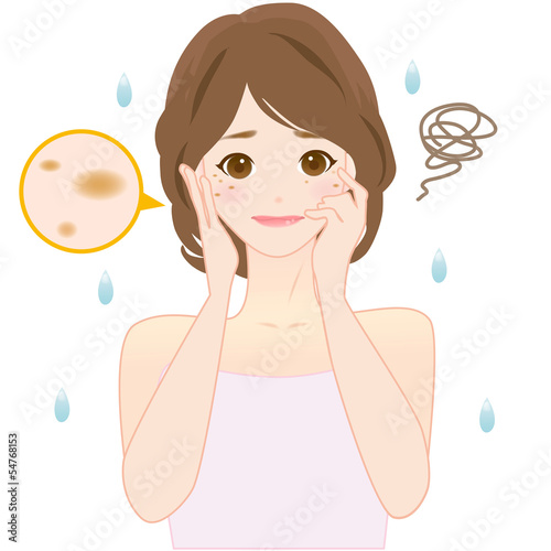 女性　肌のトラブル　シミ　皺