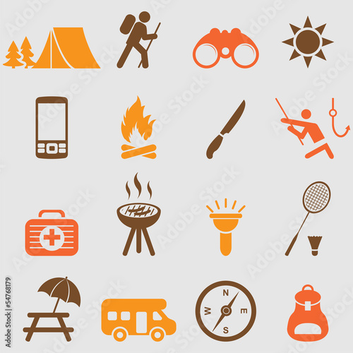 Camping icons set.Vector
