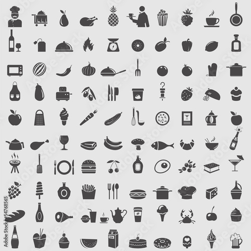Big collection of food icons. Vector