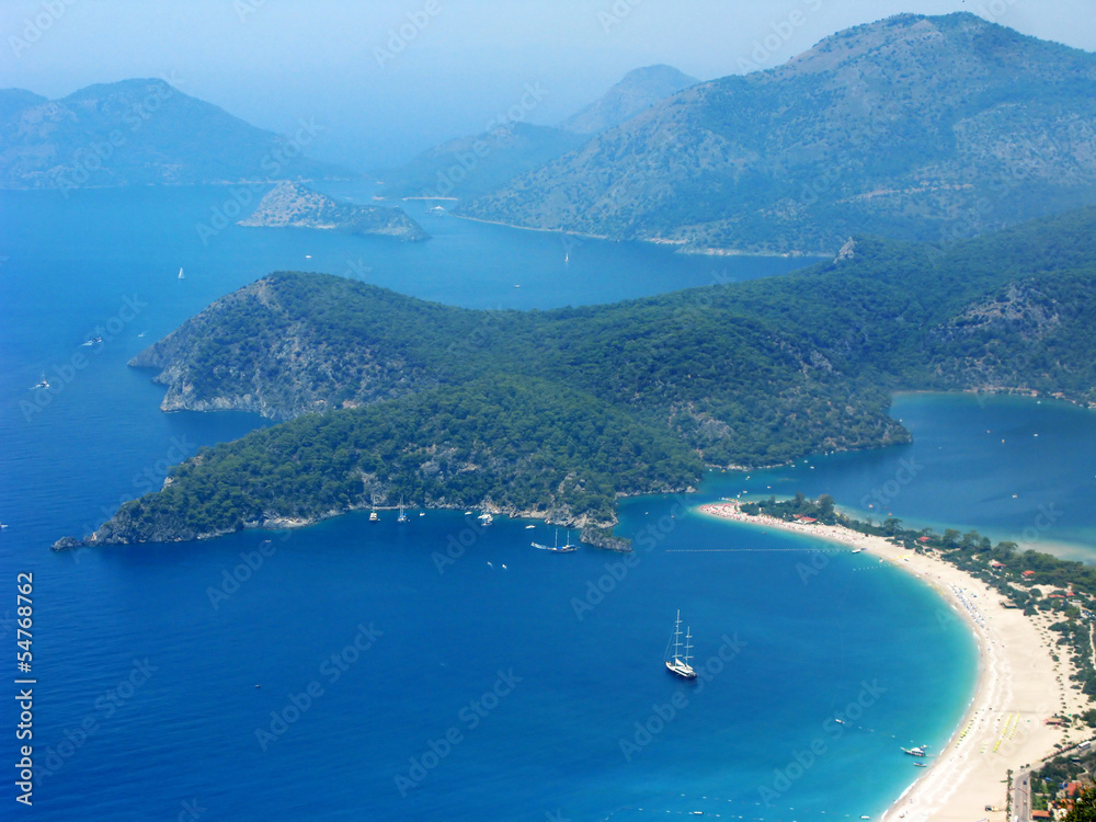 panorama of blue lagoon and beach oludeniz turkey