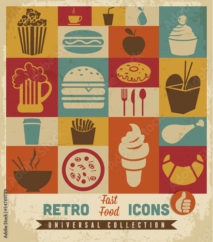 Fast food icons set.vector