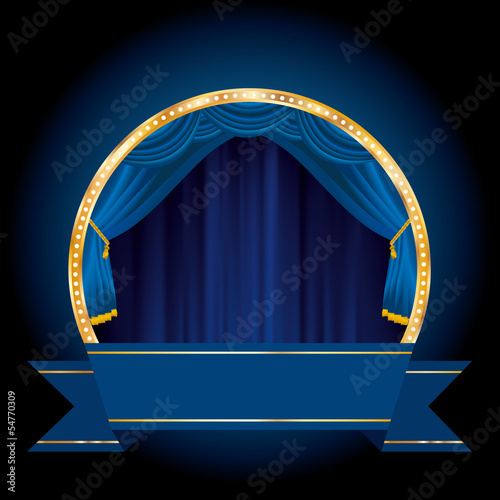 blue round stage banner