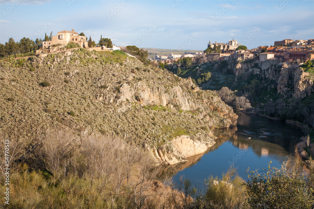 Toledo - valley of Tajo river under the town