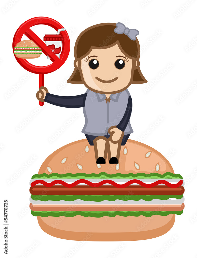 No Junk Food Allowed - Cartoon Business Vector Character No Junk Food Allowed - Cartoon Business Vector Character
