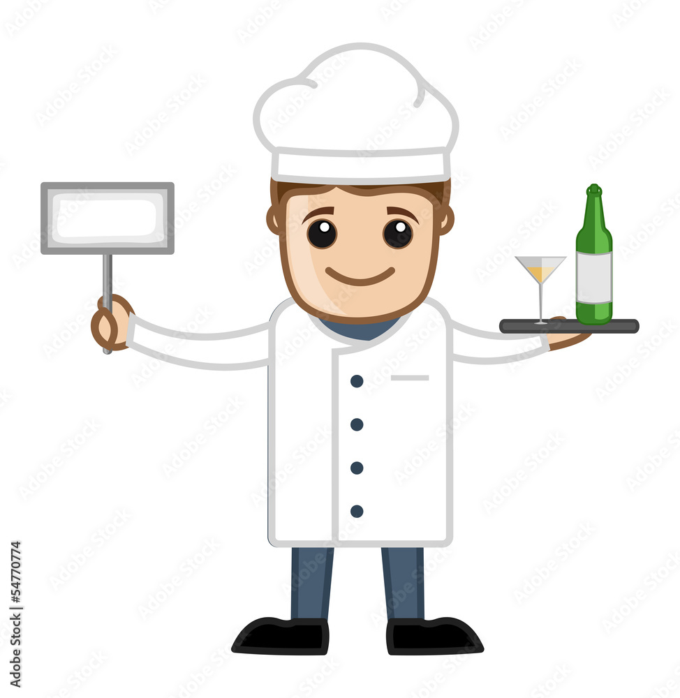 Chef Presenting Drink - Cartoon Business Vector Character Chef Presenting Drink - Cartoon Business Vector Character