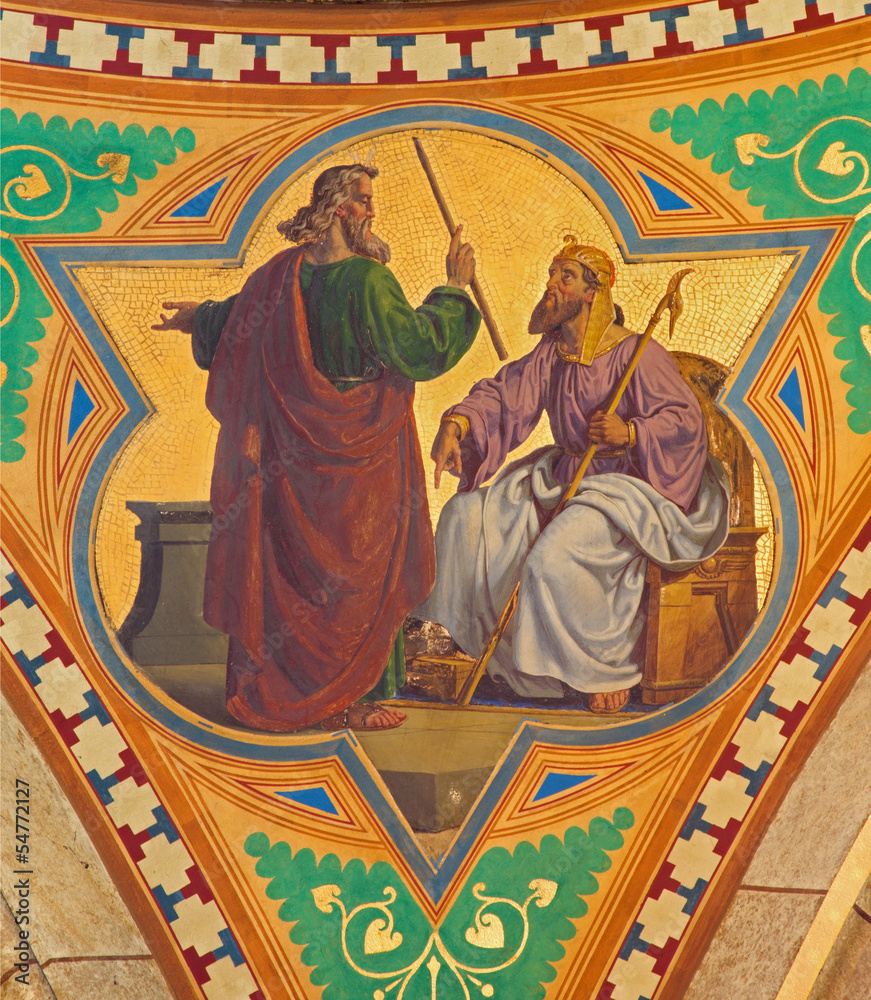 Fototapeta premium Vienna - Fresco of Moses for the Pharaoh