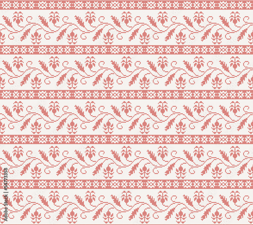 seamless knitted pattern with red flower seamless knitted pattern with red flower